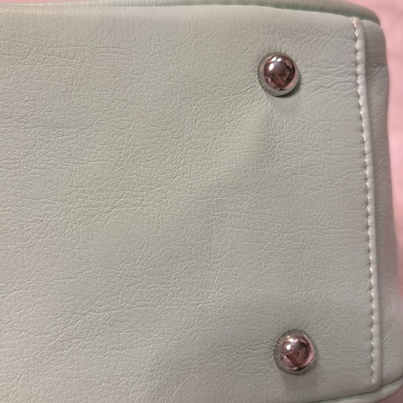 Ecostitch vegan leather Mint Grn puffy woven Tote top handles cross body strap - Picture 10 of 16